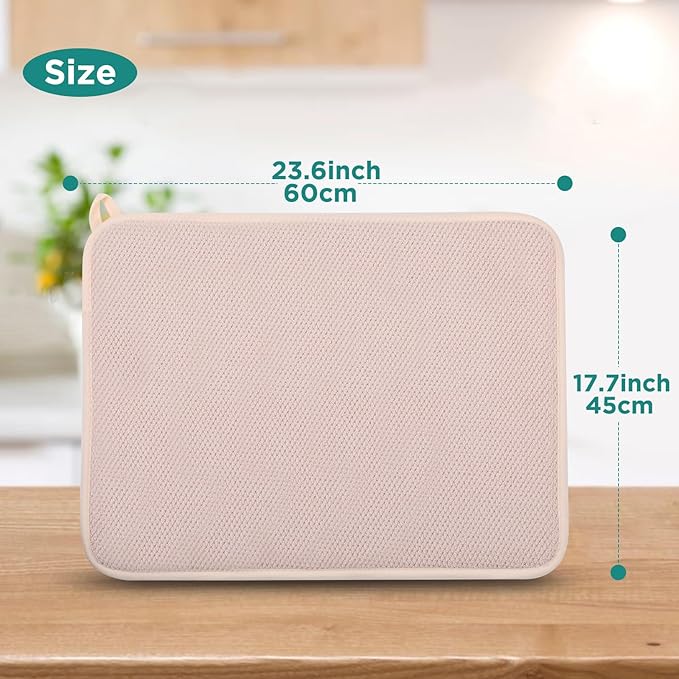GeeRic Microfiber Dish Drying Mat Happy New Year, Super Absorbent Kitchen Dish