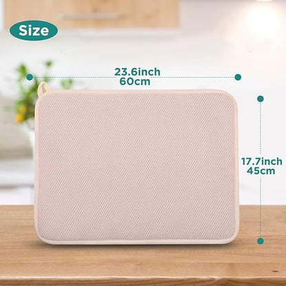 GeeRic Microfiber Dish Drying Mat Happy New Year, Super Absorbent Kitchen Dish