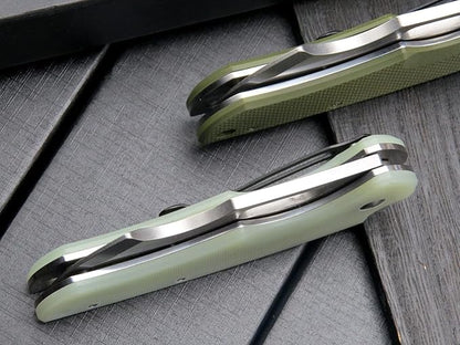 Eafengrow Pocket Knives D2 Blade and G10 Handle Folding Camping Knife Mini Outdoor Pocket Knife Survival Tool (EF13-Jade)