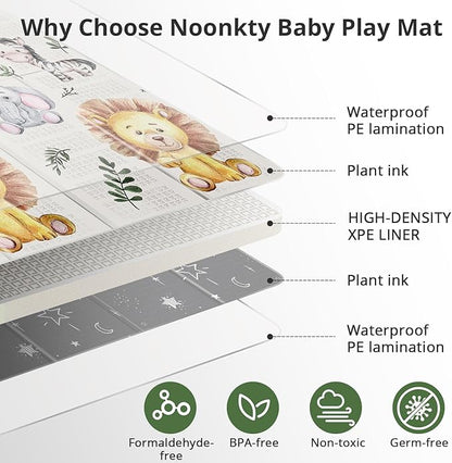 79x71 Extra Large Baby Play Mat for Floor, Foldable Foam Playmat for Babies 0-12 Months & Kids, Non-Toxic Waterproof Baby Mat for Floor, Thick Playpen Mat for Tummy Time Crawling