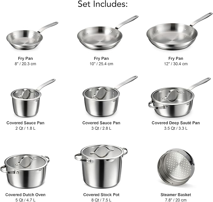 Tramontina Tempo Tri-Ply Base Stainless Steel 14-Piece Cookware Set