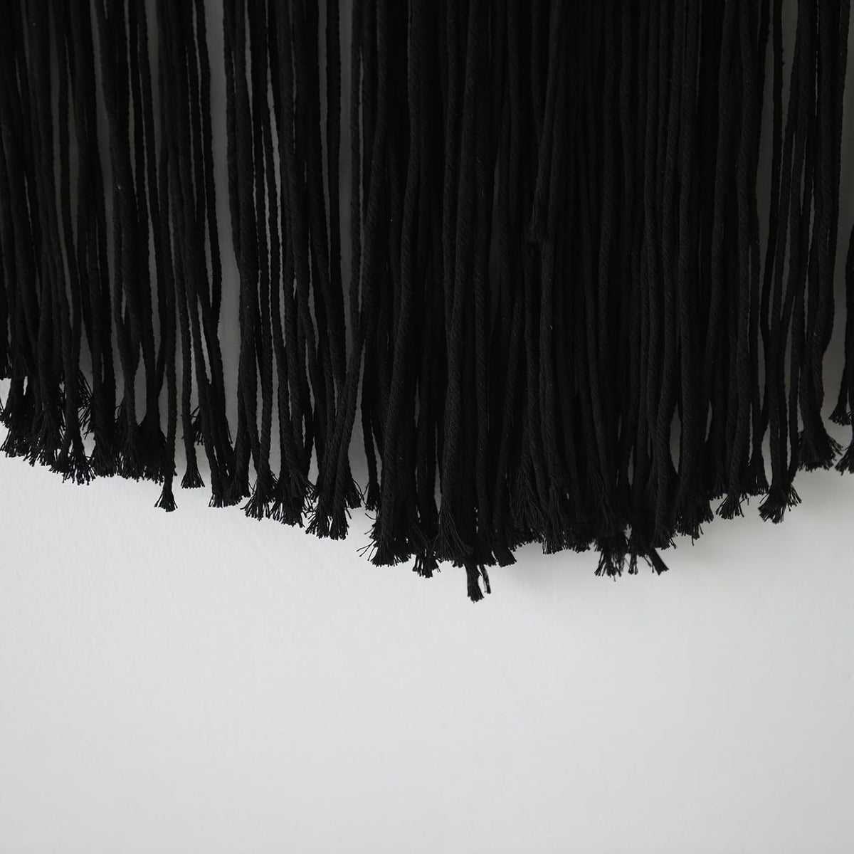 Macrame Wall Hanging Black Yarn Tapestry Boho Fiber Art Decor 57"W*43"L | Black Wall Hanging, Woven Fiber Art, Handmade Cotton Decor, Modern Boho Style, Statement Wall Accent, Handmade Craft