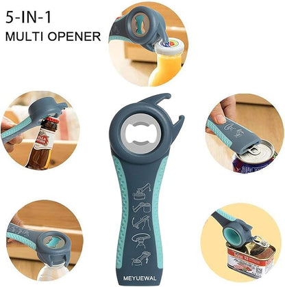 Jar Opener, 5 in 1 Multi Function Can Opener Bottle Opener Kit