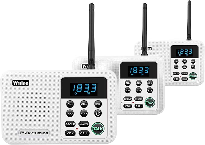 Wuloo Intercoms Wireless for Home 1 Mile Range 22 Channel 100 Digital Code