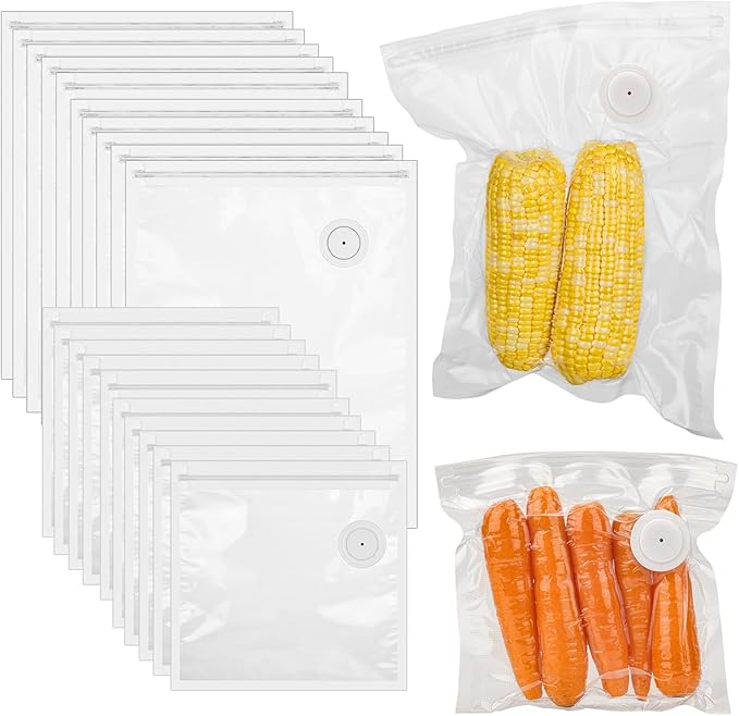 40PCS Vacuum Sealer Bags for Food with Air Valve, Reusable Sous Vide Bags (20 large+20 small)