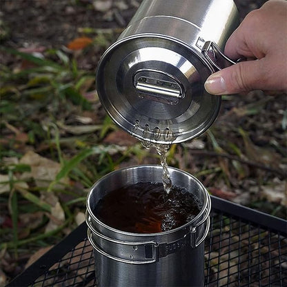 Foldable Camping Cups Mugs Camping Pot Cookware 304-Food-Grade Outdoor Camp Cooking Set with Vented lid,Stainless Steel Backpacking Cookware for Hunting