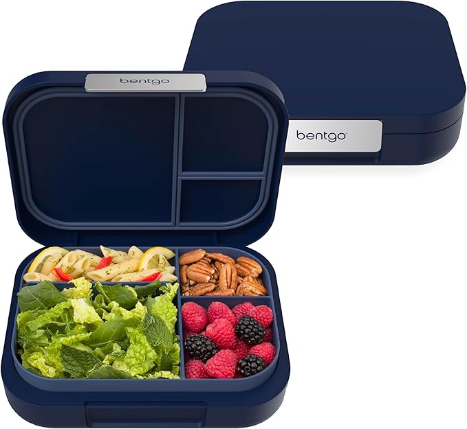 Bentgo Modern - Adult & Teen Bento Lunch Box; 3-4 Compartments, Leak-Resistant, 5.5 Cup Capacity/44 fl oz, Improved Locking Clips, Reusable, BPA-Free, Dishwasher/Microwave Safe Tray (Navy)