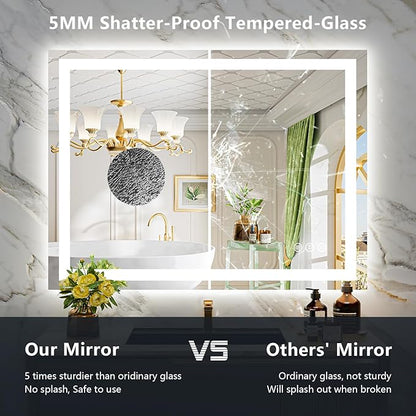 YEELAIT 44x36 Inch LED Bathroom Mirror