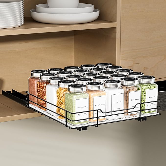 BOIVSHI Pull Out Spice Rack, Slide Out Spice Rack