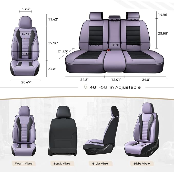 Coverado Car Seat Covers, Front Covers for Cars, Car Seat Cover Front Seats, Automotive Seat Cover, Waterproof, Leather Car Seat Cushion, Universal Interior Covers Seat Protectors for Most Cars