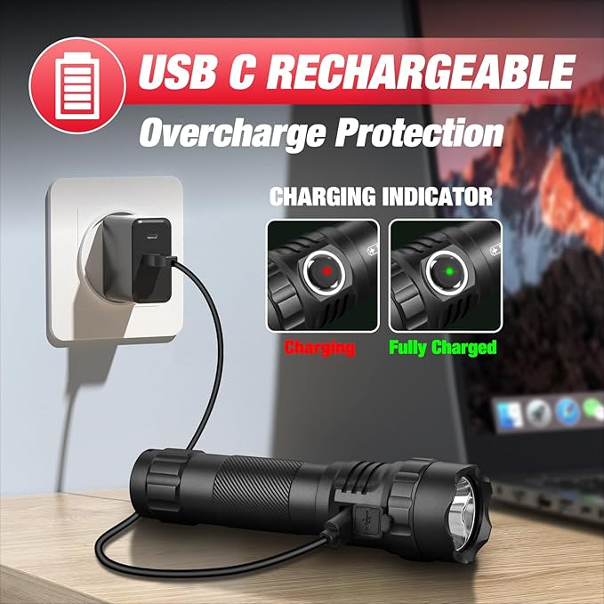 ULTRAFIRE Tactical Flashlight with Holster, 1200 High Lumen Police Flashlight with Holster for Duty Belt, Law Enforcement Flashlights with Belt Holder, Rechargeable Small LED Flash Light UF3