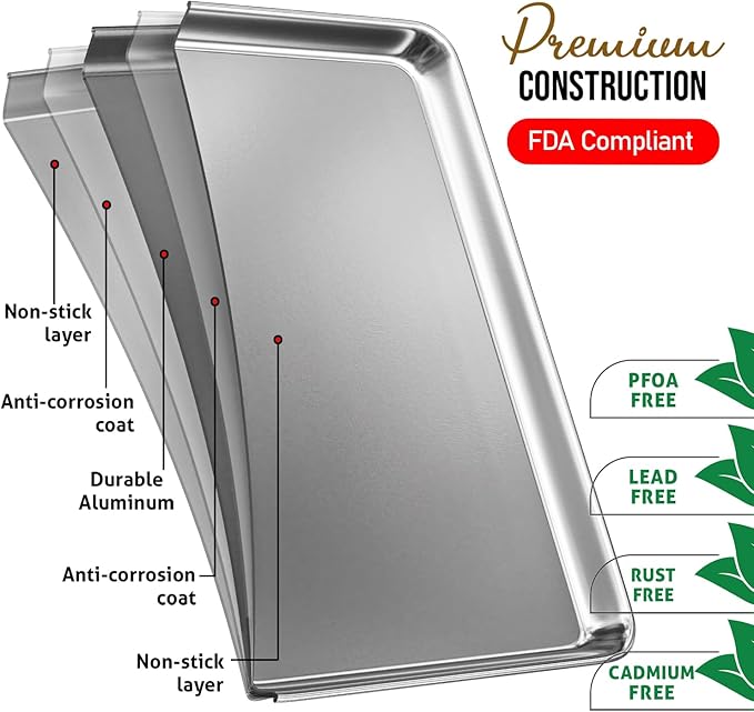 Eatex Aluminum Baking Sheet Set, Nonstick Cookie Sheets