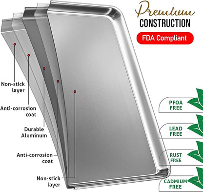 Eatex Aluminum Baking Sheet Set, Nonstick Cookie Sheets