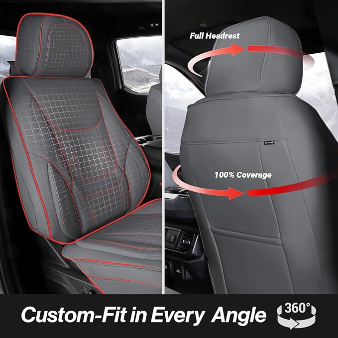 Coverland Custom Fit Car Seat Covers for SUV Compatible with [Mercedes-Benz Sprinter, Volkswagen ID.4, ID.Buzz] Premium Waterproof Non-Slip Interior Seat Protector [Front Dark Gray - Size Chart A34]