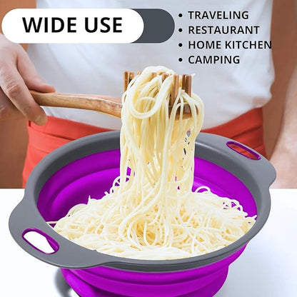 Purple Foldable Food Strainer for Kitchen