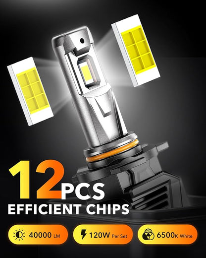 OXILAM 9012 LED Bulbs, 1000% Brighter 6500K Cool White Hir-2 Driving Bulbs, Anti-Flicker, 20-Years Lifespan, IP68, Plug-N-Play Design, Fog Lights Compatible with Cars Trucks SUVs, Pack of 2