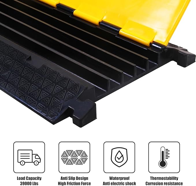 OranLite Rubber Cable Protector Ramp, Heavy Floor Cable Wire Cord Cover Speed