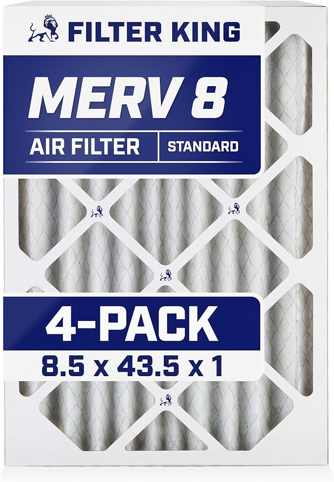 Filter King 8.5x43.5x1 Air Filter | 4-PACK | MERV 8 HVAC Pleated A/C Furnace