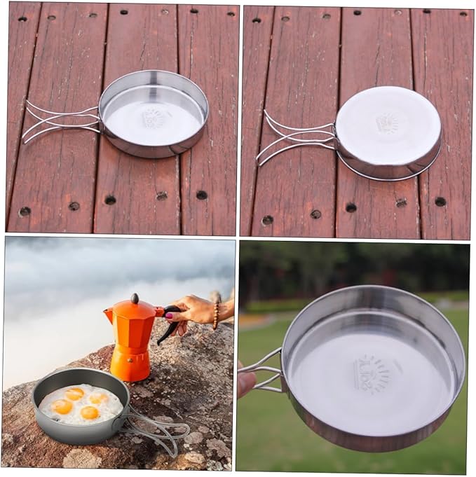 VANZACK Outdoor Pan Camping Cooking Pot Backpacking Cookware Outdoor Cookware Cooking Pan Camp Bbq Frying Portable Cutlery Cooking Utensil Non-stick Portable