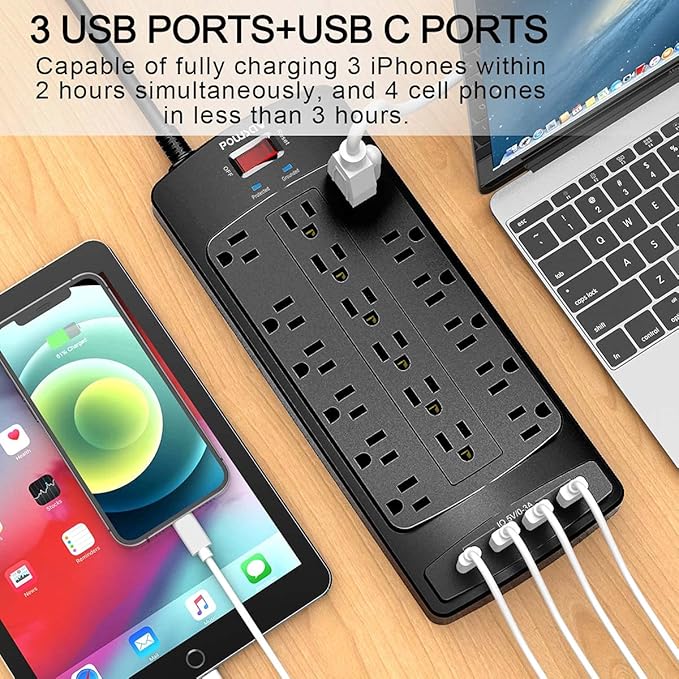 18 Outlets Surge Protector Power Strip