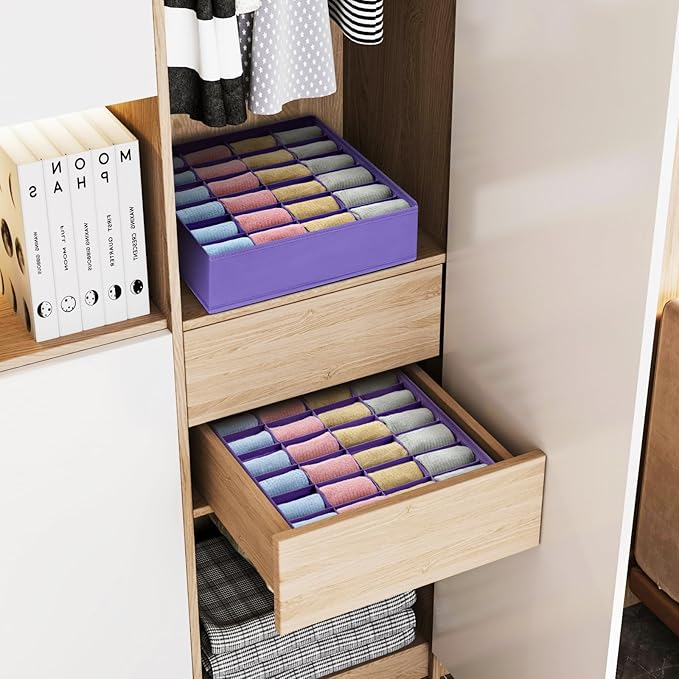 Joyoldelf Sock Drawer Organizer Divider 2 Packs Underwear Organizer, 24 Cell