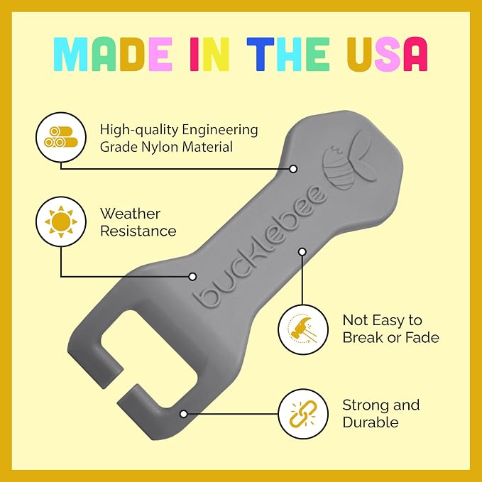 Bucklebee Easy Car Seat Buckle Release Aid for Children Unbuckle Car Seat Release Tool - Button Pusher - Opener for Nails - Buckle Release Tool (2 Packs Gray)