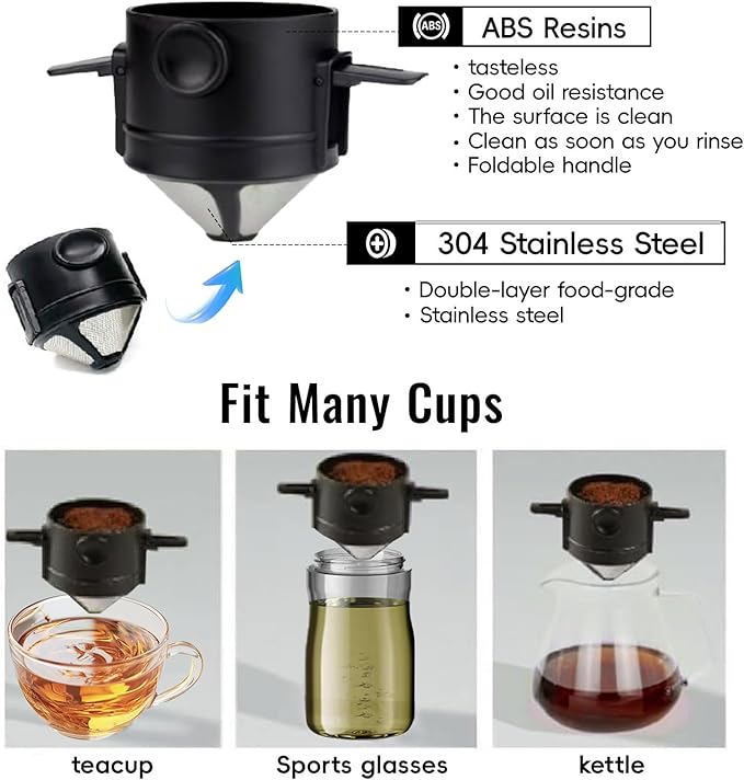 Foldable Camping Cups Mugs Camping Pot Cookware 304-Food-Grade Outdoor Camp Cooking Set with Vented lid,Stainless Steel Backpacking Cookware for Hunting