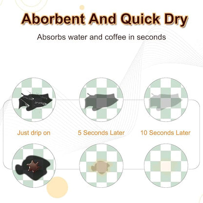 Dish Drying Mat for Kitchen, Checkered Coffee Station Mats