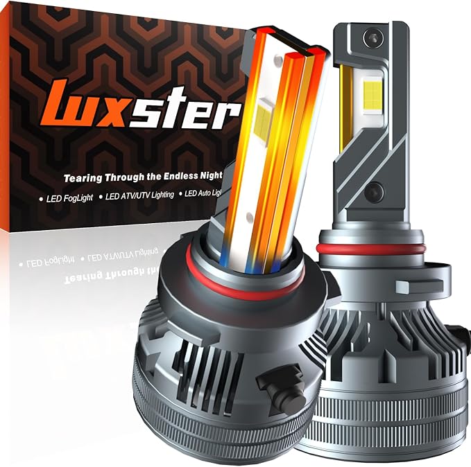 LUXSTER Punisher 9005 HB3 LED Bulbs, 60000LM Ultra Bright, 9145 H10 Foglight, Triple Copper Pipes Cooling Tech(Unique), Plug-N-Play Installation, 6000K Pure White, IP68 Waterproof, Pack of 2