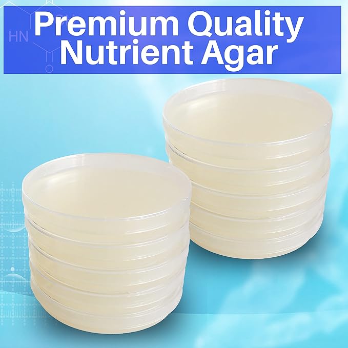 Nutrient Agar Powder 100 Grams - Evviva Sciences - Makes Over 150 to 200 Agar Petri Dishes - Easy to Use - Great Science Fair Projects - W/Experiment Ebook