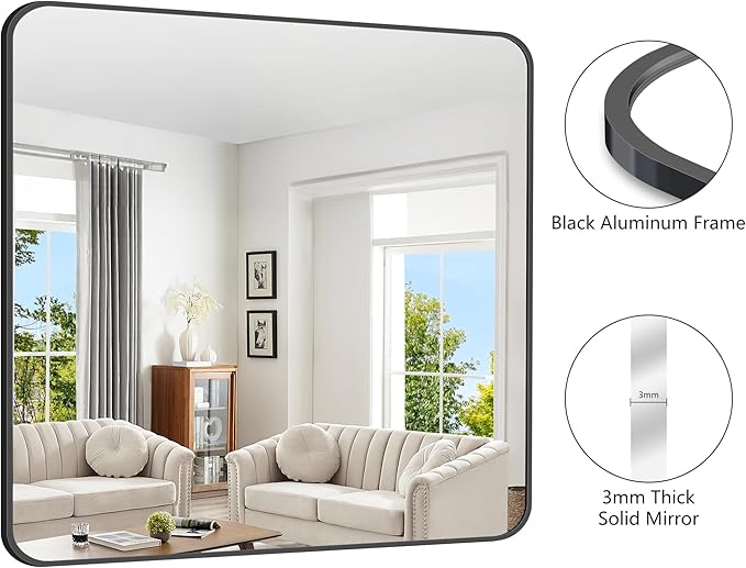 FORBATH Bathroom Mirror 42x42 Inch, Large Square Vanity Mirror
