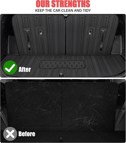 Floor Mats for 2021-2026 Kia Sorento 6&7 Seats (not for Hybrid) Trunk Mat with Backrest Mat All Weather TPE Rubber Cargo Liner Back Seat Cover 3rd Row for 2026 Kia Sorento Accessories