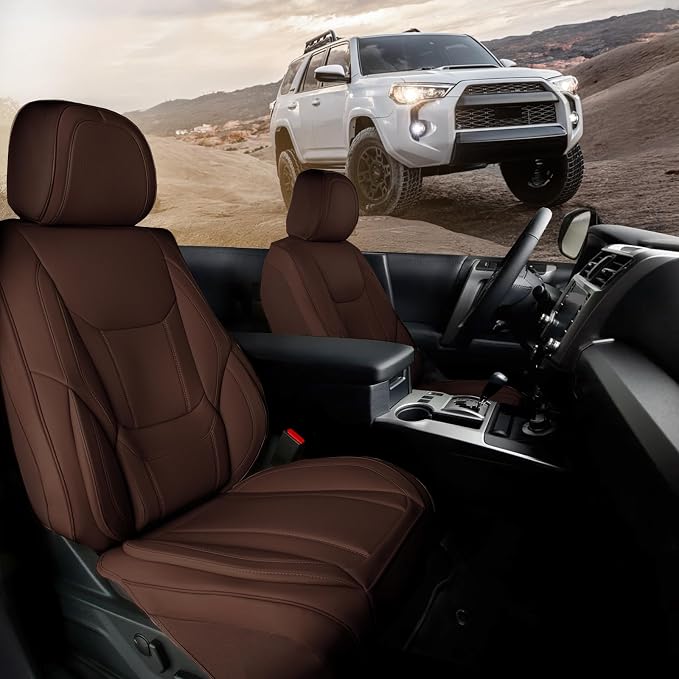 Coverland Custom Fit Car Seat Covers for SUV Compatible with [RAV4, CR‑V, Equinox, Explorer, Rogue, Forester, Tucson] Premium Waterproof Non-Slip Interior Seat Protector [Front Dark Brown -Chart A10]