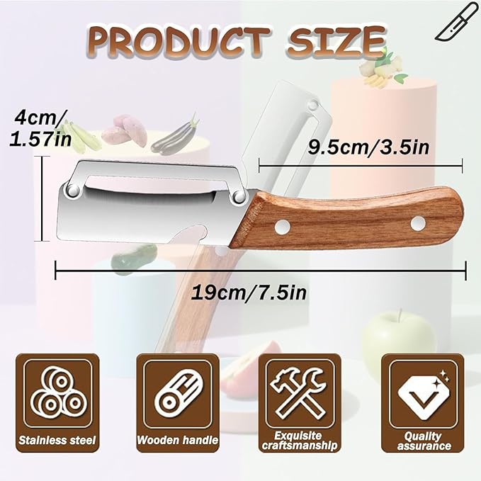 Premium Vegetable Peeler with Wooden Handle and Bottle Opener, Kitchen Gadgets