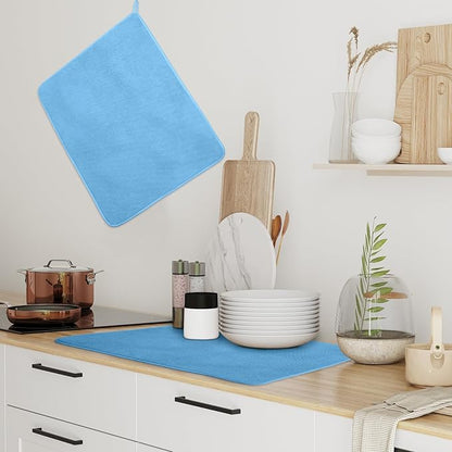 Hushee 2 Pack Extra Large Dish Drying Mat Microfiber Absorbent Dish Drying Pad