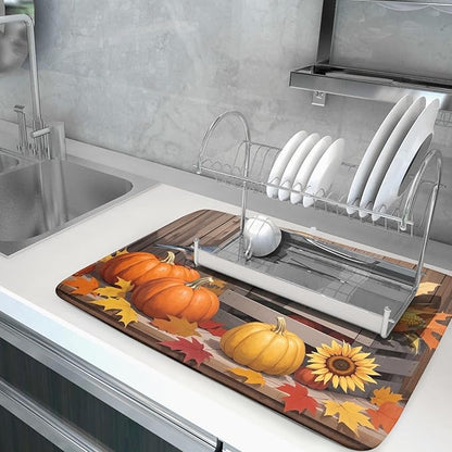Fall Thanksgiving Dish Drying Mat