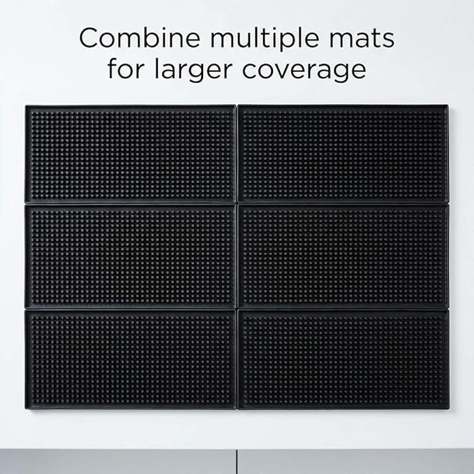 QWORK 12"x6" Black Rubber Bar Mat – 6 Pack Non-Slip Drainage Pad