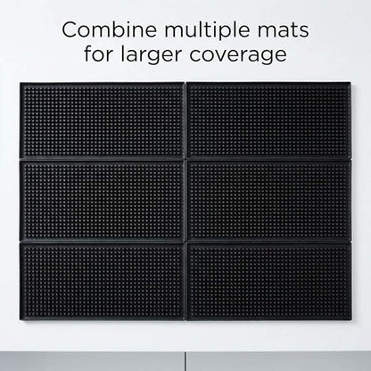 QWORK 12"x6" Black Rubber Bar Mat – 6 Pack Non-Slip Drainage Pad