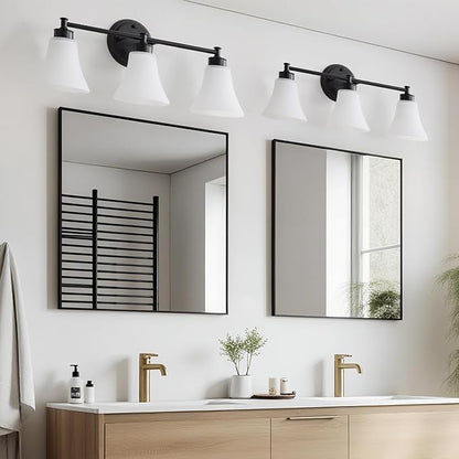 LOUSACE 3 Light Bathroom Vanity Light Matte Black Bathroom Lighting Fixtures