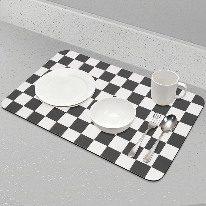 CooRug Checkered Dish Drying Mat
