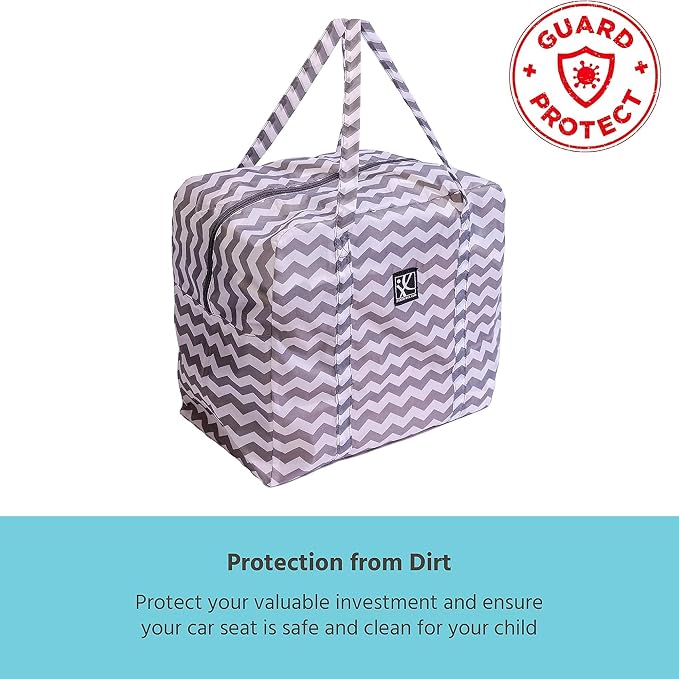 J.L. Childress Go-Go Travel Bag for Kids Backless Booster Seat - Compact Carrier for Airplane & Air Travel, For Toddler Backless Booster Car Seats, Also Fits Compact Strollers like GB Pocket - Chevron