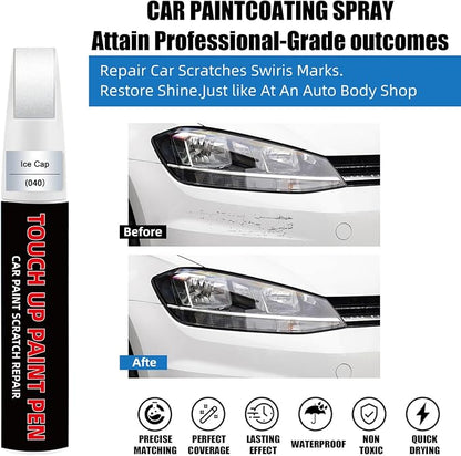 Ice Cap(040) Car Touch Up Paint Compatible with Toyota 2-in-1 Car Scratch Repair Pen with Fine Tip&Brush, DIY Color-Code Matched Auto Paint for Small Rock Chips Door Scratches Paint Nicks Bumper Marks