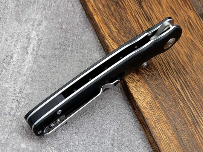 Eafengrow EF967 Pocket Folding Knife G10 Handle D2 Blade EDC Tactical Knife for Outdoor Camping Hiking(Black)