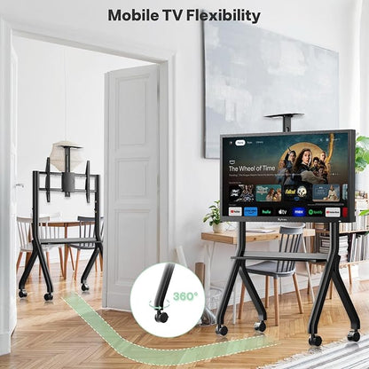 Sylvox Rolling TV Stand for 43-55 Inch Outdoor TVs, Mobile TV Cart Floor TV