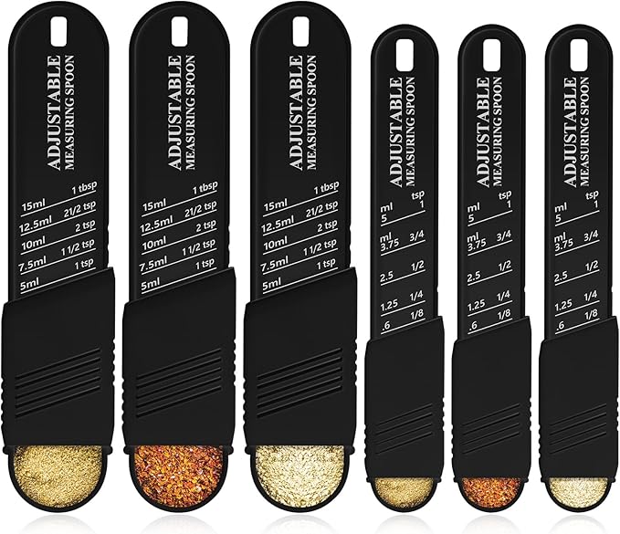 6 Pcs Adjustable Measuring Spoon Plastic Tablespoon and Teaspoon Set Baking