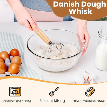 Danish Dough Whisk with Sourdough Scoring Tool, Bread Making Tools and Baking