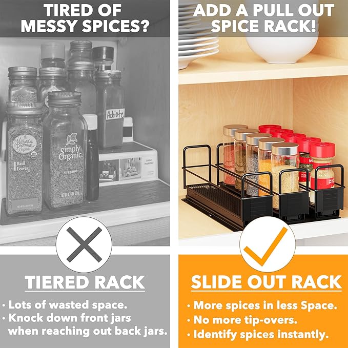 SpaceAid Pull Out Spice Rack Organizer