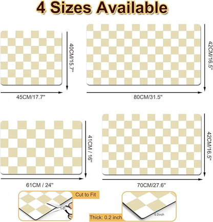 Checkered Dish Drying Mat for Kitchen, Coffee Station Mats