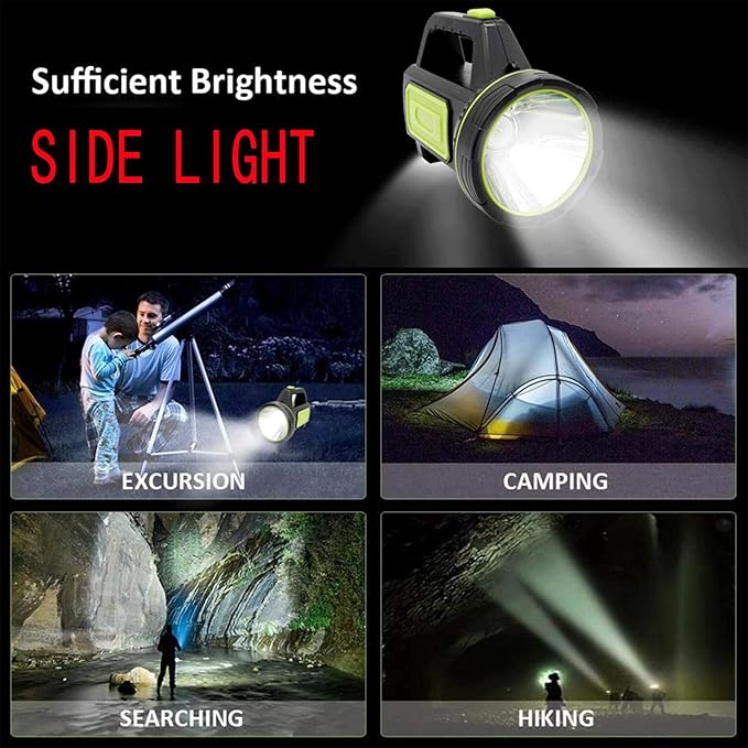 LED Searchlights Handheld Lantern, 13000LM 2 Modes USB Rechargeable LED Flashlights, High Power Outdoors Camping Hunting Lamp, Portable Spotlight Work Light for Indoor Outdoor Emergency