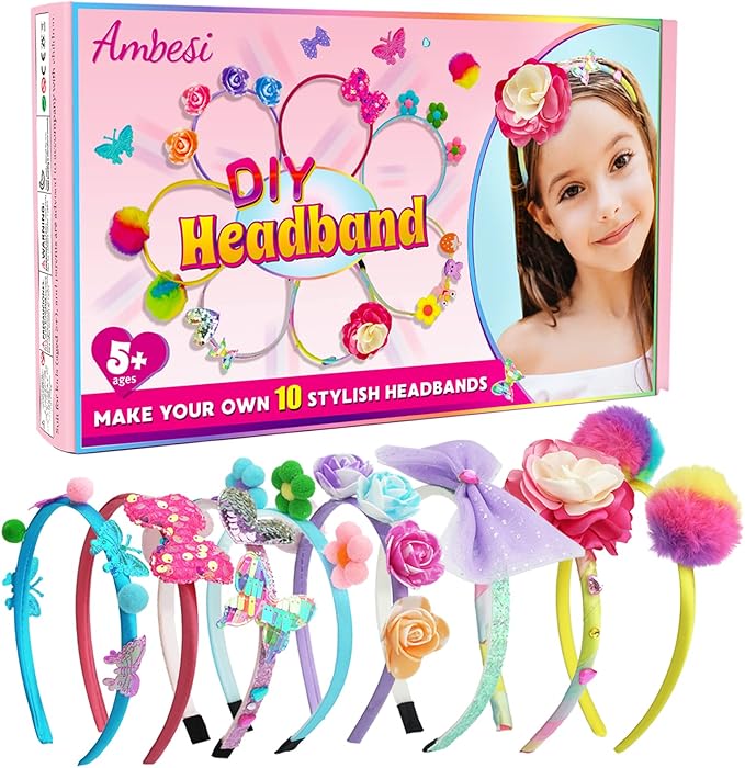 Ambesi DIY Headband Making Kit for Girls Ages 5-12 - Arts & Crafts Gift Set